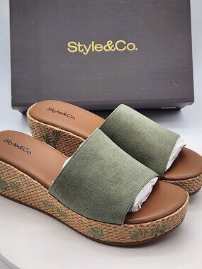 Style & Co Sage Embroidered Espadrille Wedge Sandals Size 7.5 M